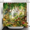 thumbnail image 2 of Fantasy Mushroom Shower Curtain Spring Enchanted Forest Shower Curtain Set Magic Waterproof Polyester with Hooks 72x72 inch, 2 of 6