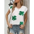 thumbnail image 4 of Sweater Vest Women Fall Clothes Casual V Neck Cap Sleeve Knit Sweaters Floral Print Vest Tops White XL, 4 of 8