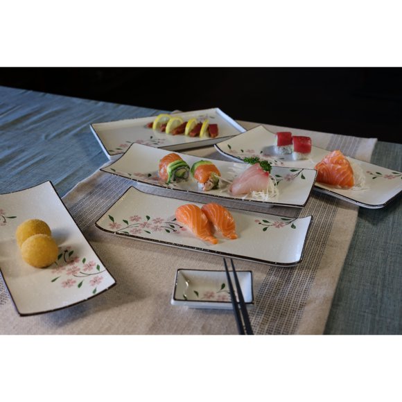 LOVEVER DealbyBox 5.25” Ceramic Dual Dipping Bowls – 2 Compartment Soy Sauce Dish Japanese Style Sushi Sauce Cups Divided Appetizer & Salsa Serving Plates