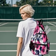 Pickleball Bag with Padded Back, Flower White Multi-Compartment Paddle Backpack, Lightweight Nylon Sports Bag for Men & Women