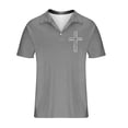 thumbnail image 5 of BRGZLK Men's Polo Shirt Short Sleeve Collar Casual Fashion Top Faith Cross Jesus Christian Shirt Solid Lapel Button Up Top Sports Workout T-Shirt, 5 of 6