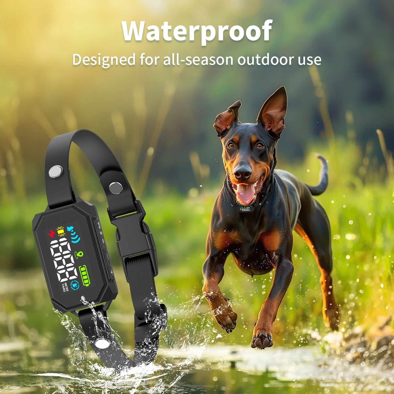 Jewyow GPS Wireless Electric Dog Fence, Perimeter Containment System with Rechargeable Collar, 33–1999 Yards Range, IPX7 Waterproof, 3 Correction Modes (Beep/Vibration/Shock)