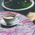 thumbnail image 3 of Ambesonne Floral Fitted Round Tablecloth, Fantasy Art Garden Leaves, 36"- 40" Diameter, Fuchsia Sea Green, 3 of 5