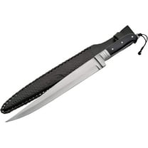 SZCO Supplies 19" Khyber Bowie Knife with 12.5" Full Tang Stainless Steel Blade and Leather Sheath – Black Handle
