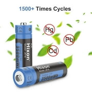 Hixon Lithium Batteries AA, 8-Pack 3500mWh 1.5V Rechargeable AA Lithium Batteries, over 1500 Cycles with 4 Solt Charger