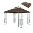 thumbnail image 2 of 10x10 Ft Outdoor Patio Gazebo Replacement Canopy, with Double-Tiered Design & GreatWall Border, UV-Resistant, Waterproof & Fade-Proof, Drain Holes & Insect Barrier (Frame Not Included), Brown, 2 of 9