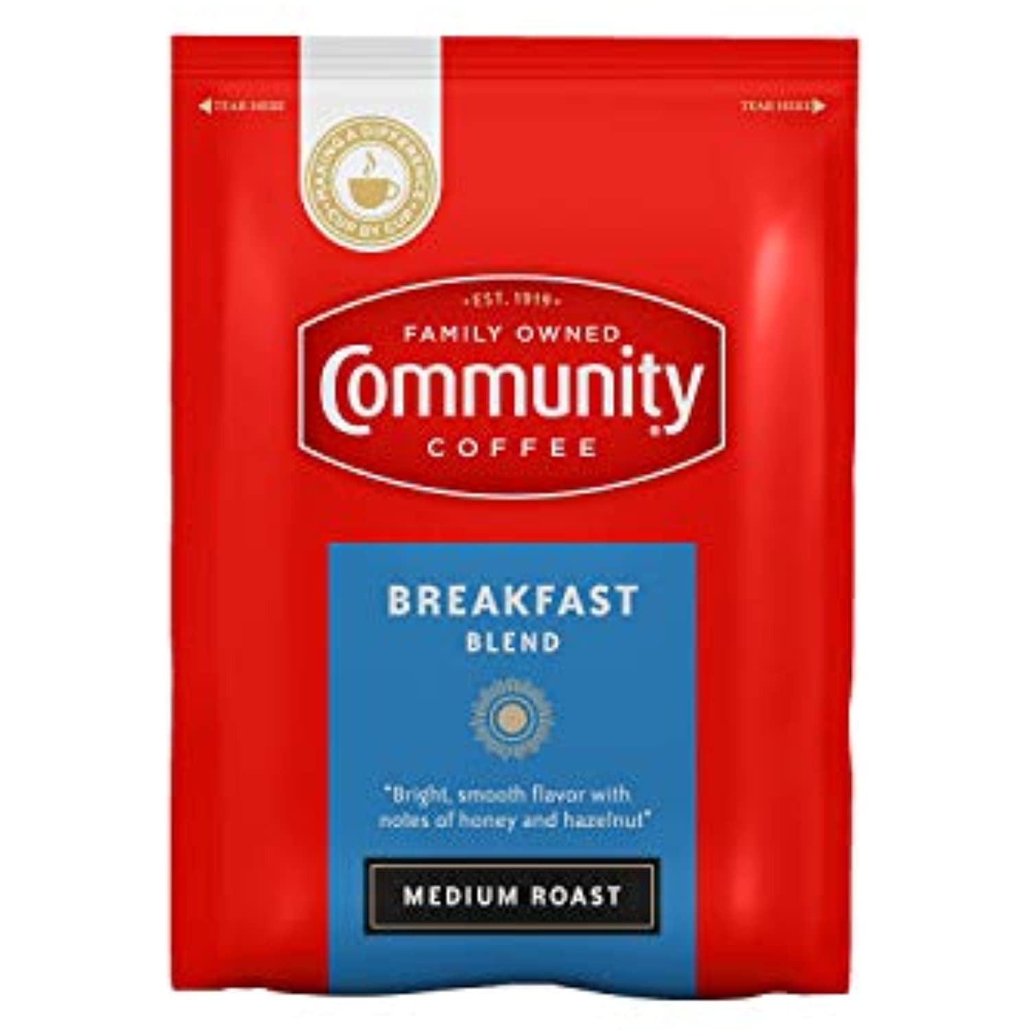 Community Coffee Breakfast Blend, Medium Roast PreMeasured Coffee Packs, 2.5 Ounce Bag (Box Of