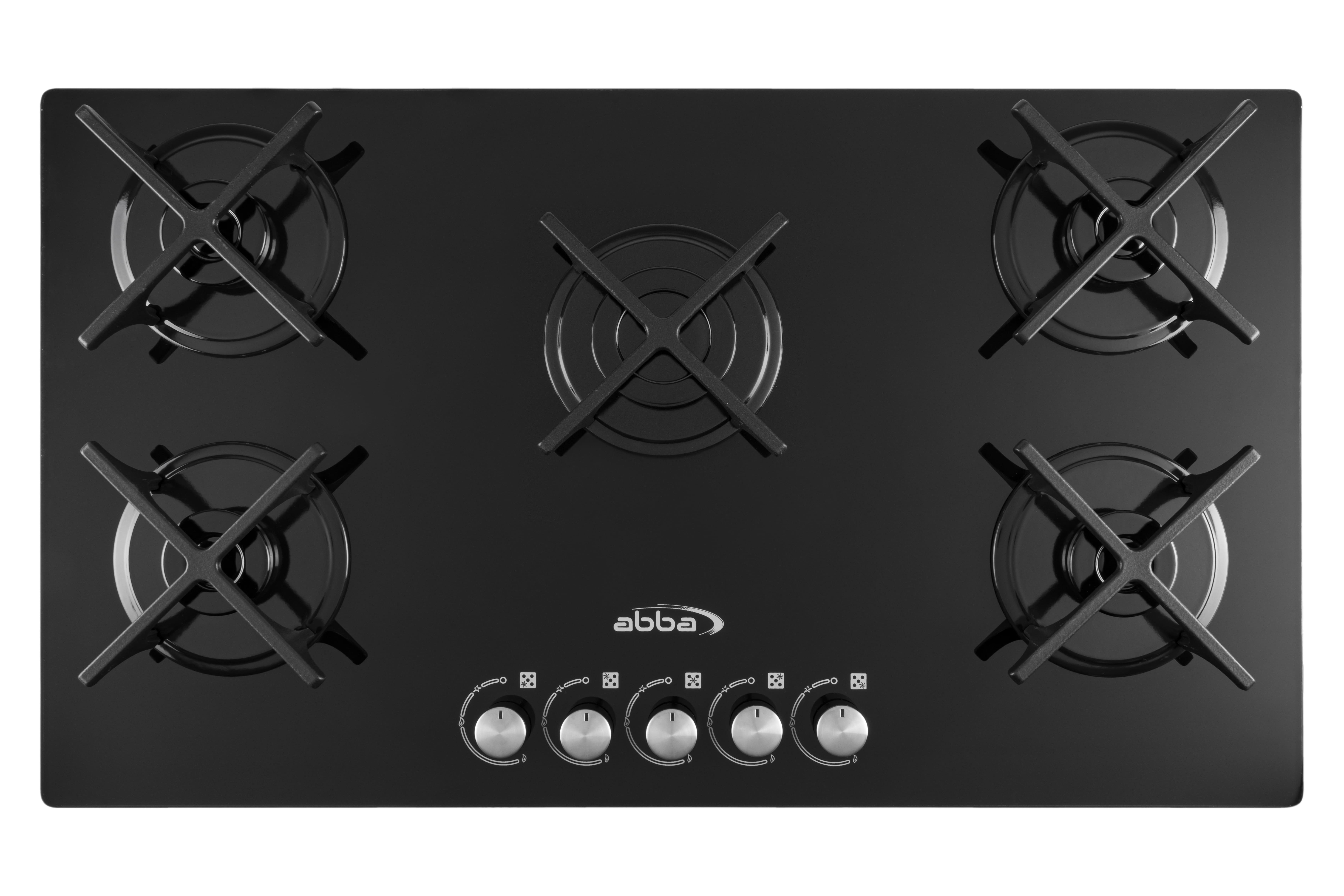 ABBA-36" 5 Burners, Gas-on-Glass Cooktop with and X Shaped Grates, Appliance for Apartment, Indoor