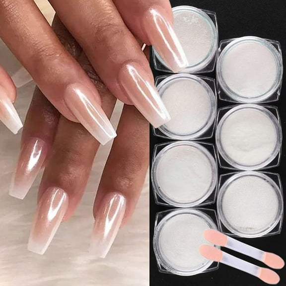 7 Boxes Chrome Nail Powder Pearl Shell Holographic Sparkle Nail Glitter Powder Set Dipping for Nails Manicuring Mirror Gold Blue Pink Purple Nail Dust