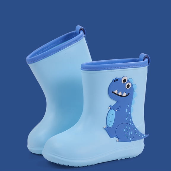 Toddler Dinosaur Rain Boots, Lightweight Waterproof Shoes with Non-slip Sole Blue 15