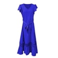 thumbnail image 4 of Vestido largo con cuello en V y encaje floral para mujer talla grande - Diseño fluido, tejido cómodo, primavera/otoño - Tallas S-XXL, versátil para fiestas, 4 of 5