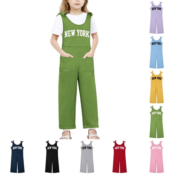 XINXIAOO Girls Boys Sleeveless Overall Rompers Loose Long Overalls with Pockets Girls Size 13-14 Years Clothes