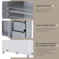 thumbnail image 5 of Kitchen Island Cart with Storage, Rolling Kitchen Island Table with Drop Leaf, Kitchen Island on Wheels with 3 Drawers and Storage Cabinet, Inner Adjustable Shelves, Spice Rack, Towel Rack (Grey Blue), 5 of 9