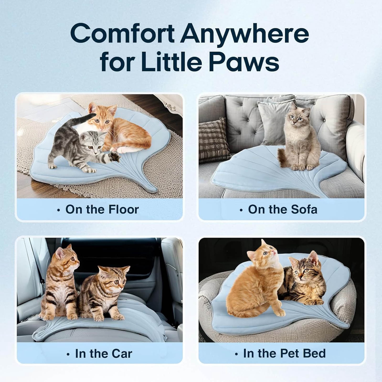 Double-Sided Leaf Pet Mat - Super Soft Dog & Cat Bed for Indoor & Outdoor Use | Machine Washable Cooling Pad for Small to Large Pets | Portable Camping Mat for Puppies & Cats