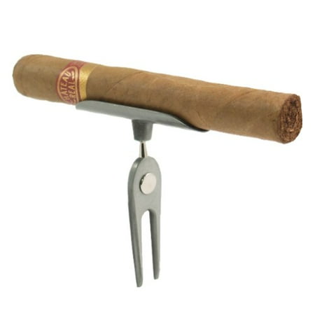 Golf Cigar Holder - gun metal golfers cigar holder & divot repair tool
