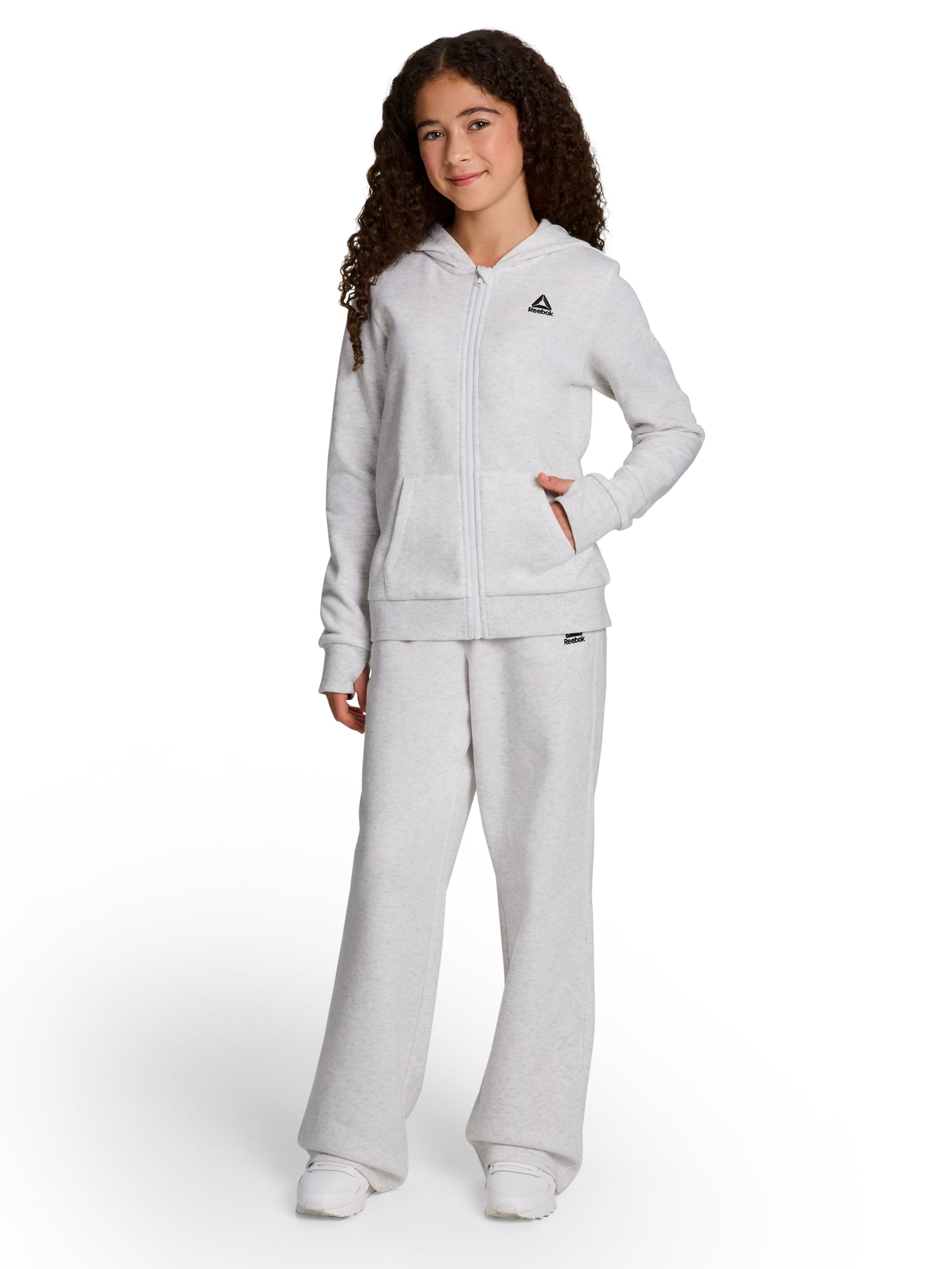 Reebok Girl’s Game Day Fleece Full Zip Hoodie, Sizes 4-18