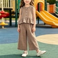thumbnail image 2 of Fancifize 2 Piece Matching Sets for Girls Ruffle Hem Tank Tops High Waist Wide Leg Pants Kids Summer Casual Outfits, 2 of 6