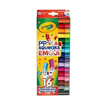 Crayola Pip-Squeaks Emoji Stamp Washable Markers, 16 Count