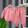 thumbnail image 2 of WEIYLL Outfits for Boys Sets Long Sleeve Color Block Sweatshirt Sweatpants Fall Winter 2 Piece Pink Suits 4-5 Years, 2 of 3