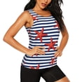 thumbnail image 2 of Fotbe Starfish Navy Blue Stripe Blusas Sin Mangas para Mujer – Estilo Casual, Corte Suelto, Slim-Fit, Cuello Redondo Deportivo, Tops de Verano para Gimnasio y Yoga-Medium, 2 of 7