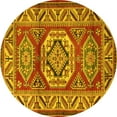 thumbnail image 1 of Ahgly Company Machine Washable Indoor Round Persian Yellow Traditional Area Rugs, 5' Round, 1 of 4