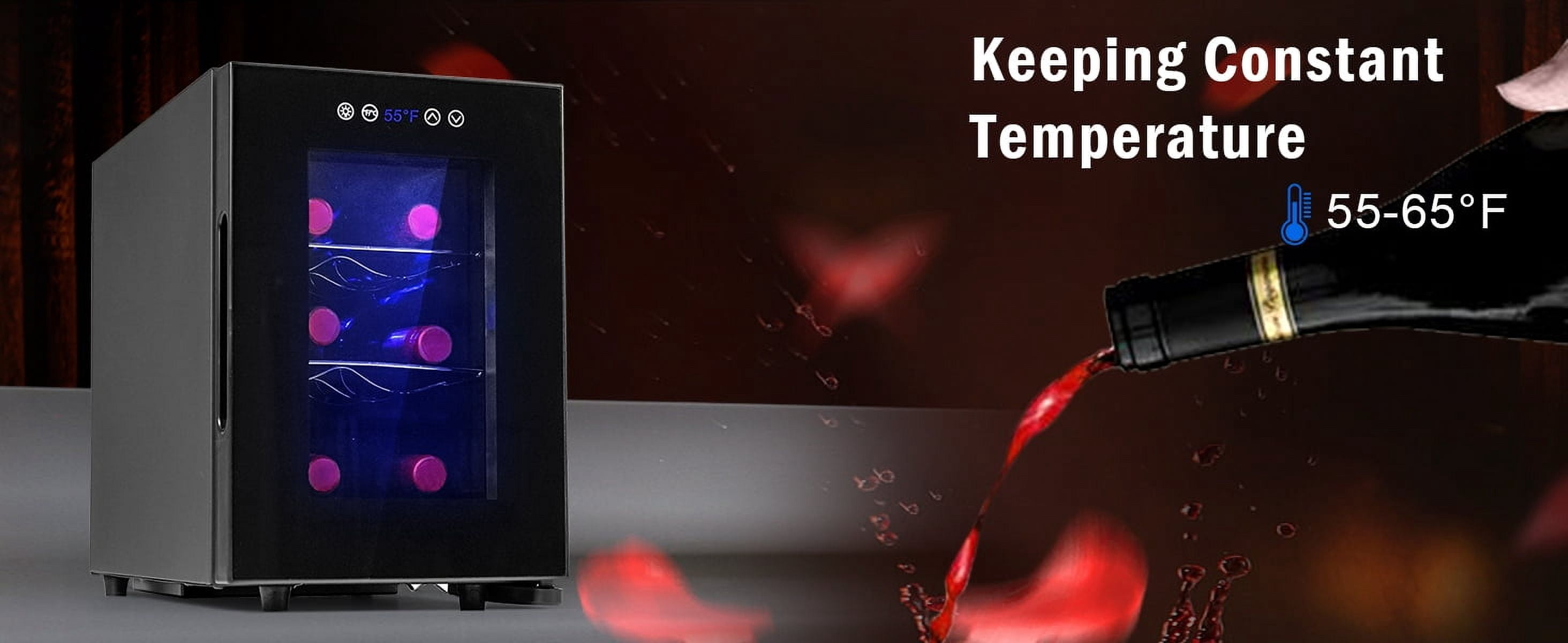 IceBlue Portable 6-Bottle Wine Cooler, Drink refrigerator,Digital Temperature Control(10-18°C) ,LED Screen, Car and Home Use
