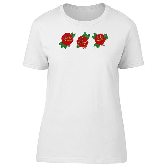 Cool Red Roses Tattoo Style T-Shirt Women -Image by Shutterstock, Female Medium