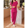 thumbnail image 2 of Avidlove Women Pajamas Set Short Sleeve Pjs Tops with Jogger Pants Loungwear 2 Piece Solid Sleepwear with Pockets, 2 of 7