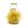 thumbnail image 5 of Sam Edelman Leon Ochre Satin Feather Pom Pom Detail Ankle Strap High Heel Sandal (Ochre Satin, 9.5), 5 of 8