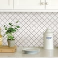 thumbnail image 2 of InHome Quatrefoil 10 in. x 10 in. Peel & Stick Resin Backsplash Tiles in White and Gray (4 Pack), 2 of 10