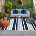thumbnail image 2 of Navy Blue Outdoor Rug for Patio/Deck/Porch, Non-Slip Large Area Rug 3 x 5 Ft, Modern White Geometric Vertical Stripes Indoor Outdoor Rugs Washable Area Rugs, Reversible Camping Rug Carpet Runner, 2 of 8