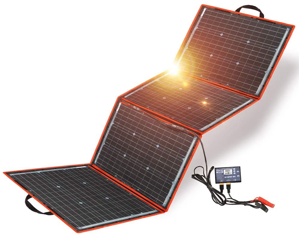DOKIO Solar Panel 150W 12v Monocrystalline Portable Folding for RV Cabin Tent Caravan 
