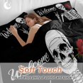 thumbnail image 3 of Welcome Skeleton Full Size Comforter Set, Abstract Funny Skull Skeleton Bone Biting A Rose Bedding for All Seasons, 4 Pcs Bed Set, 1Quiltcover (86"x86") ,1Sheet(80"x116"), 2Pillowcases (30"x20"), 3 of 9
