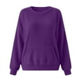 thumbnail image 4 of Purple Sweatshirt for Womens Sweatshirt Double Fuzzy Fleece Soft Winter Crew Neck Pullover Hoodie Long Sleeve with Pockets Cozy Casual Tops Womens Fashion Clothing, 4 of 4