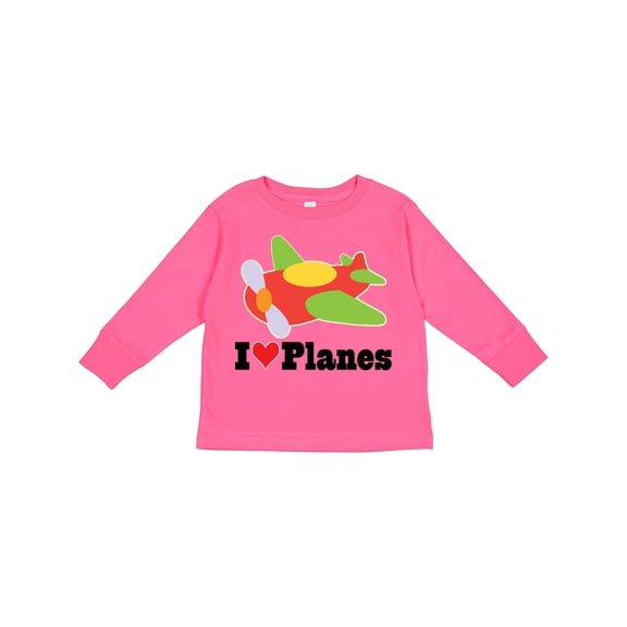 Inktastic I Love Planes Cute Airplane Boys or Girls Long Sleeve Toddler T-Shirt
