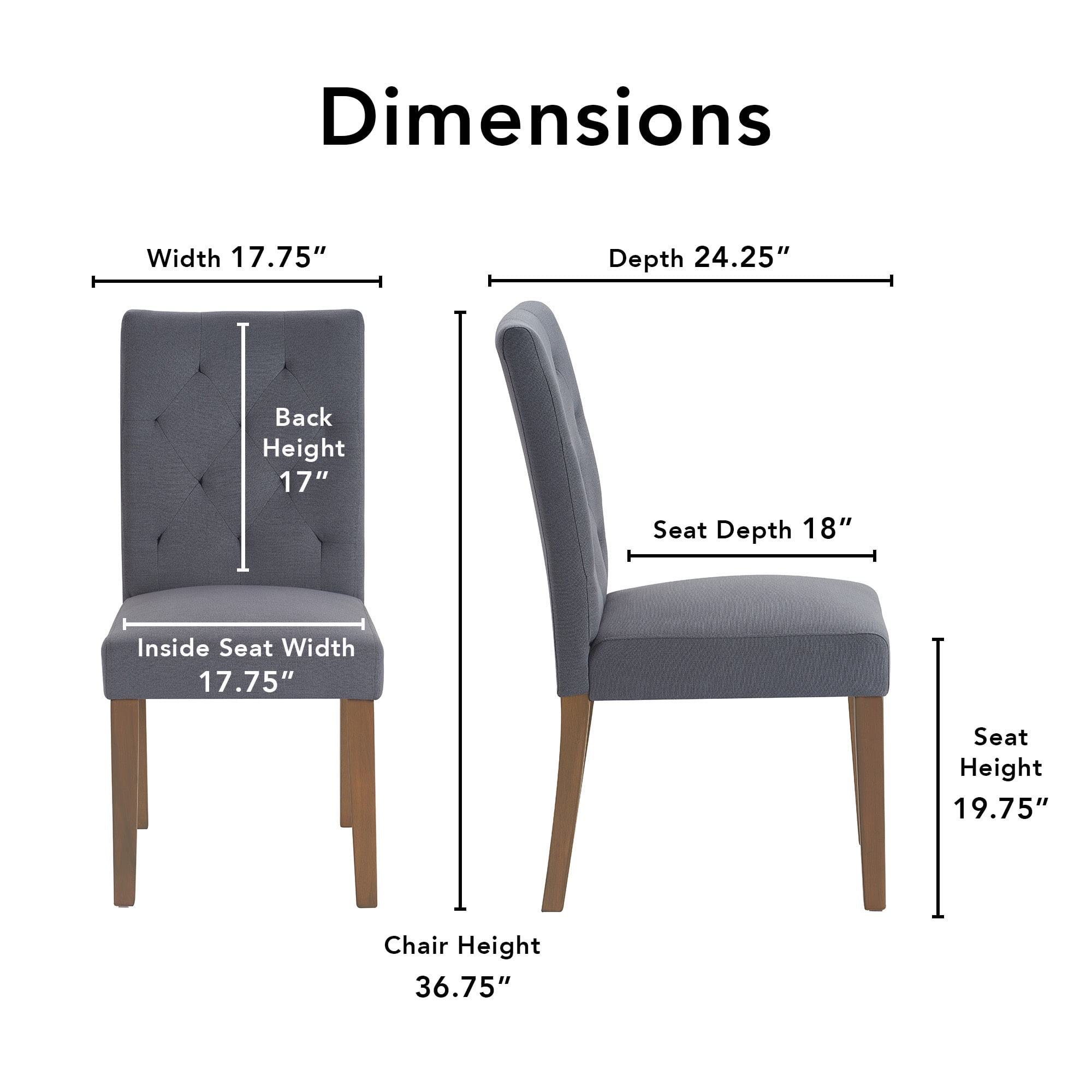 Finch Westport Tufted Armless Dining Side Chairs, Cottage Gray (Set of 2)