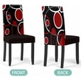 thumbnail image 4 of Dining Room Chair Covers Set of 1, Burgundy Red Color Block Stretch Spandex Parsons Chair Slipcovers, Abstract Geometric Black Stripe Washable Removable Seat Cover Protector for Kitchen Party Hotel, 4 of 6