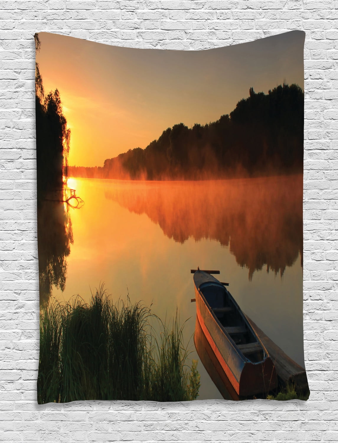 3D Blue Lake Boat 5365 Steve Read Tapestry Hanging Cloth Hang