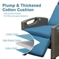 thumbnail image 6 of Outdoor Recliner Chair, Patio Recliner with Hand-Woven Wicker, Flip Table Push Back, Adjustable Angle, 6.8'' Thickness Cushions, Reclining Lounge Chair for Indoor and Outdoor, Navy Blue, 6 of 9