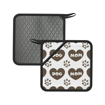 

2pcs Silicone Anti-Hot Hot Pads Oven Mitts Heat Resistant Pot Holders With Pockets Non Slip Oven Glove Potholder For Kitchen Cooking Bbq Baking 7.1in Cute Brown Hearts Doodle