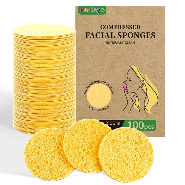 Esponjas faciales derloyo de celulosa natural comprimida, 100 unidades