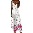 thumbnail image 1 of PENGXIANG Robes d'Été Décontractées Maxi Robe Mode Imprimée Col en V Sans Manches Bretelles Robe Longue, 1 of 4