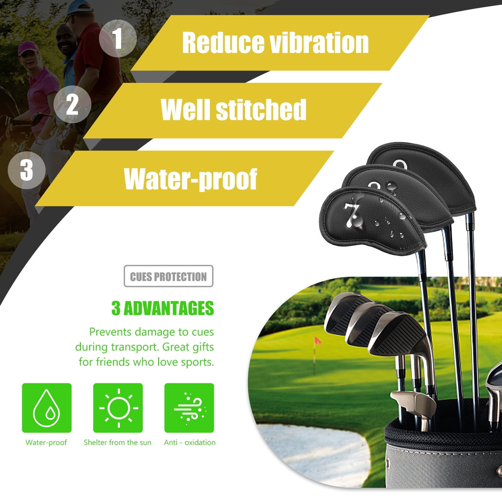 Gongxipen 12Pcs Decorative Litchi Pattern Golfing Cue Protectors Golfing Rod Sleeves