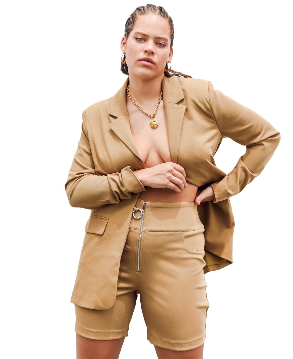 Danielle Bernstein Womens Zippered Casual Biker Shorts, Beige, 2 -  Walmart.com - Walmart.com