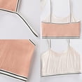 thumbnail image 2 of Girls Cotton Stretch Seamless Training Bra, Spaghetti Strap Cami Crop Bralette with Striped Vest, Breathable for Tweens, 2 of 5