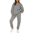thumbnail image 4 of Innerwin Two Piece Outfit Drawstring Women Jogger Set Sports Long Sleeve Beam Foot Sweatsuits Grey 4XL, 4 of 7