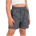 thumbnail image 5 of Spazoro Kids Girls Cargo Shorts with Multi-Pockets, Breathable Solid Color Casual Elastic Drawstring Waist Summer Shorts for Dailywear Dark Gray Size 5-6 T, 5 of 8