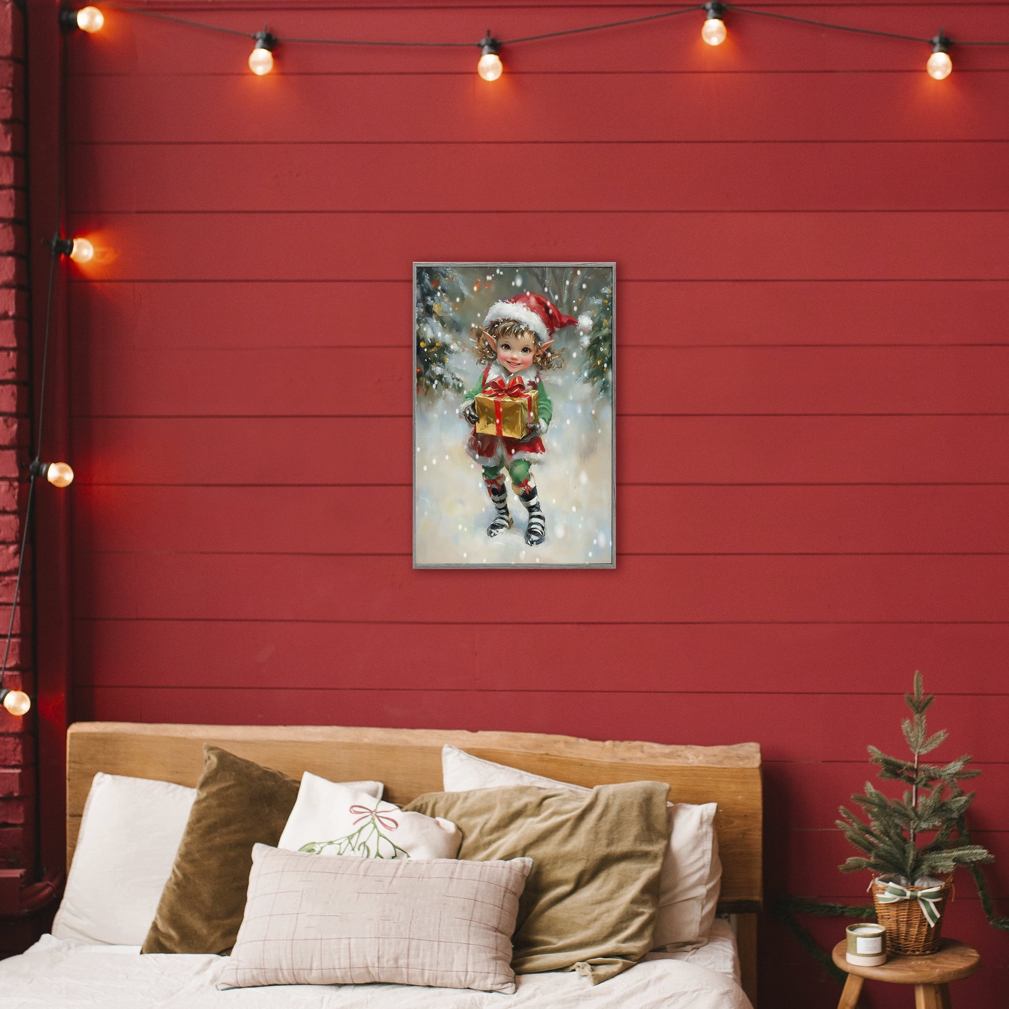 Stupell Industries Santa's Little Elf Gray Framed Giclee Art, design by Tina LeCour