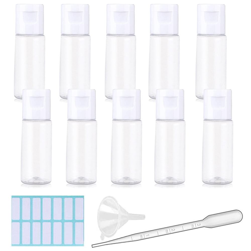 10pcs Clear Plastic Empty Travel Bottles with Flip Cap, 20ml (0.66oz