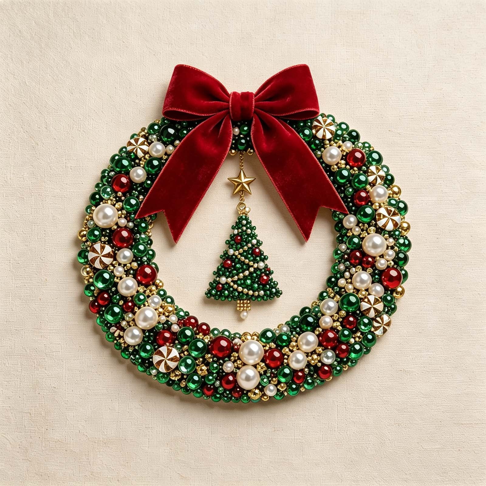 DIY Acrylic Christmas Wreath Pearl Diamond Art Hanging Kits for Adults Wreath Christmas Diamond Painting Pendant Kits Xmas Ornaments for Home Wall Decor Gift(Green)